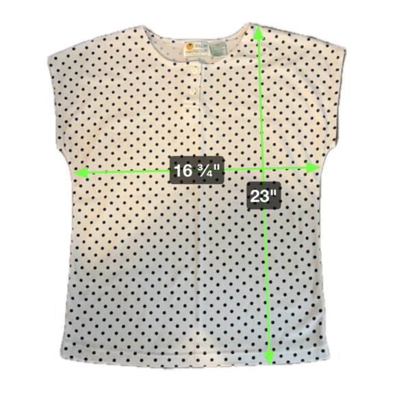 Palm Harbour Petite Polka Dot Cap Sleeve Henley Blouse PM - Picture 4 of 5